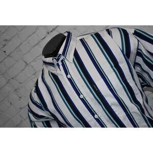 Vintage Chaps Ralph Lauren Shirt Mens Size XL Striped Black Blue Y2K 1990's